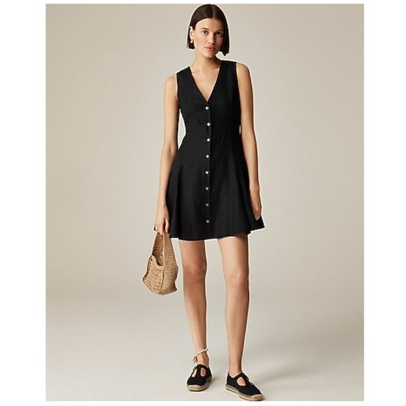 J. Crew Linen V-Neck Button Down Mini Dress White Size 2/S NWT - Picture 2 of 8